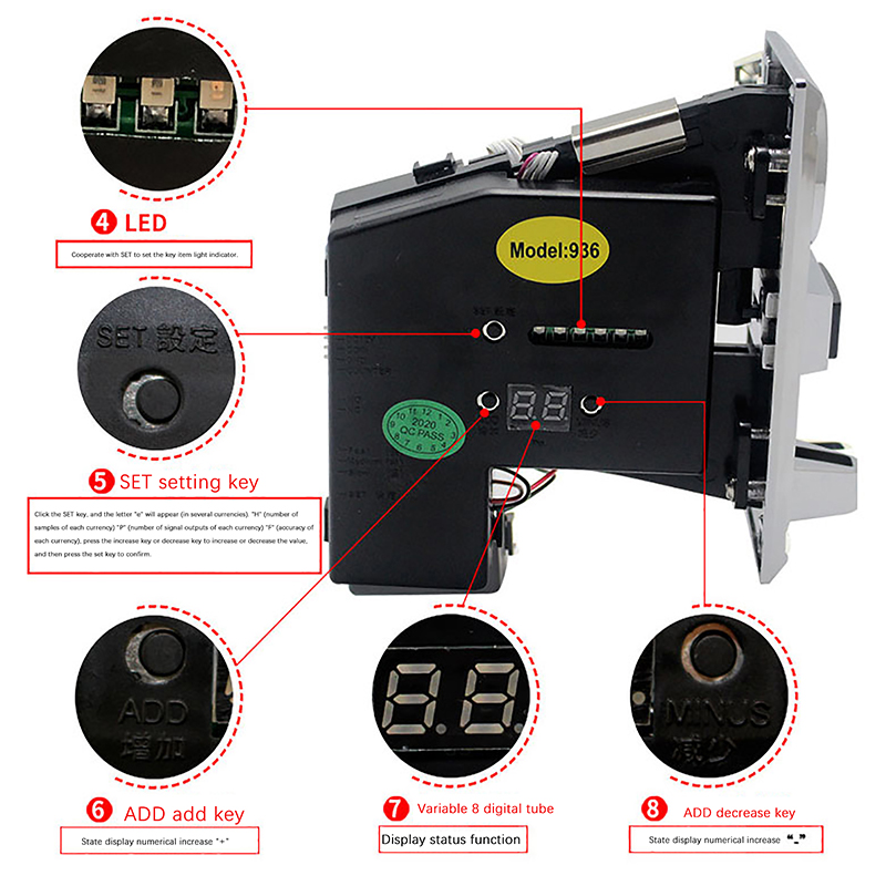 Multi Coin Slot Aceitador Meca - Arcade Game Vending Machine avaliação e preço